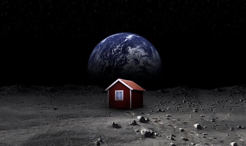 tiny red house moon