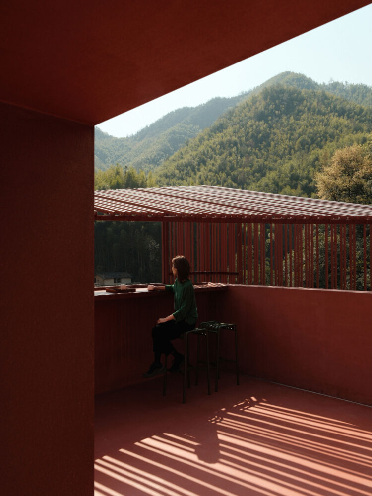 terrace bar overlooks the village