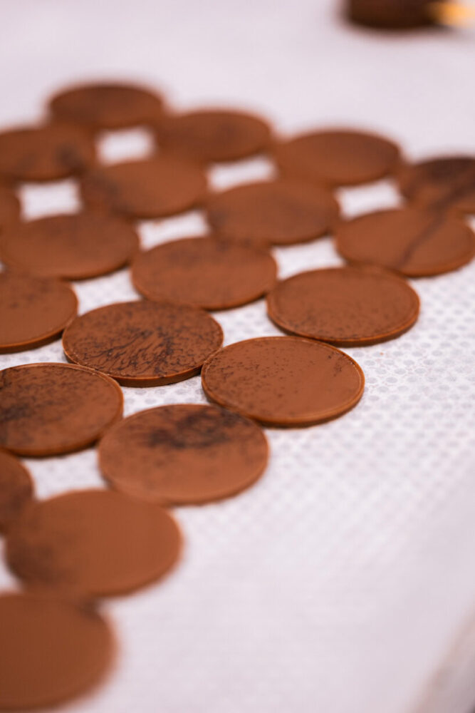 view of the dark chocolate discs
