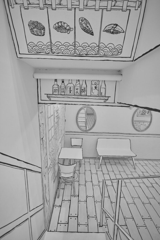 view going down the ground floor