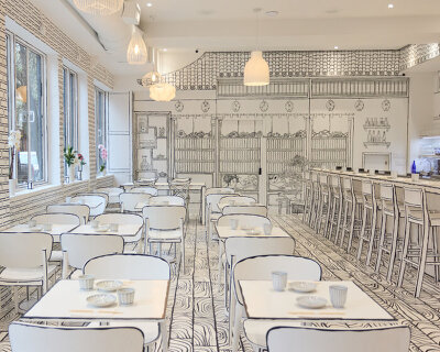 step inside shirokuro, a 2D omakase restaurant in NYC that looks like a living sketchbook