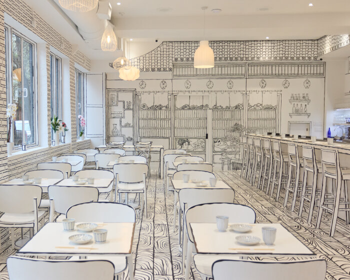step inside shirokuro, a 2D omakase restaurant in NYC that looks like a living sketchbook