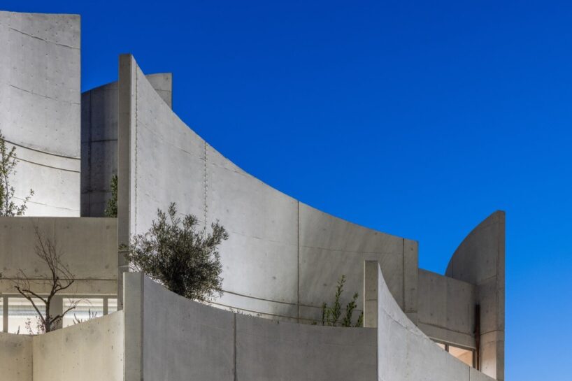 davide macullo's veterinary clinic hides behind a cluster of concrete curves in albania