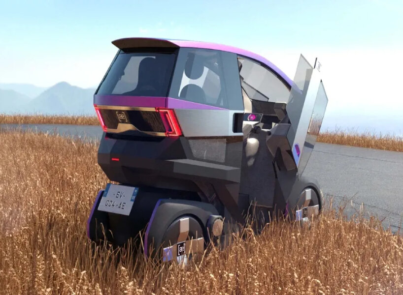 rear view of the vehilce with the doors open