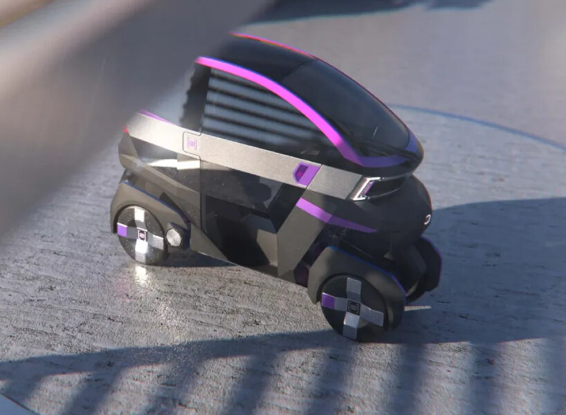 a purple streak adds color to the two-toned exterior design