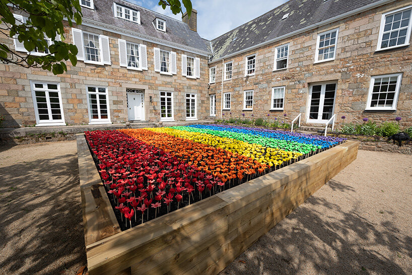 the flower sculptures are offered for public purchase