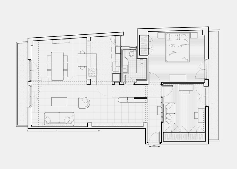 the new layout of the apartment | drawing by Oikonomakis Siampakoulis architects