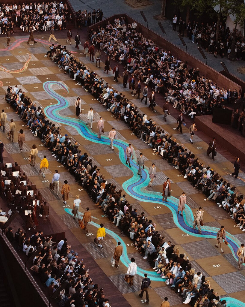 giant snakes and ladders board by bijoy jain backdrops louis vuitton's menswear show in paris