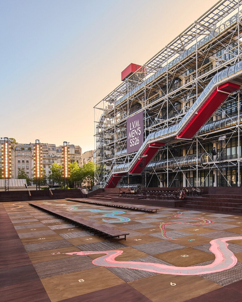 giant snakes and ladders board by bijoy jain backdrops louis vuitton's menswear show in paris