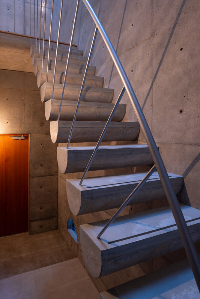 curved steps mirror the shape of the skylights