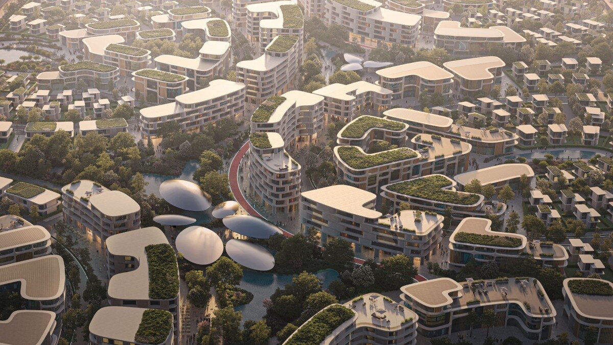 zaha hadid anchors smart city masterplan in sharjah, UAE, with shaded oasis spine