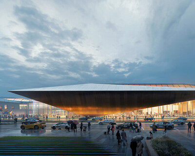 ZHA to design new arrivals terminal at lithuania's vilnius airport with pleated timber roof