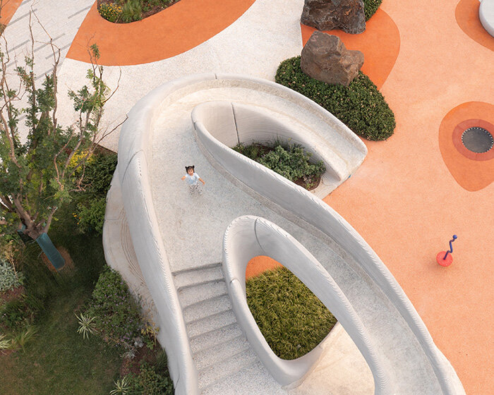3D printed concrete caves resemble stone formations in chinese playground by XISUI design