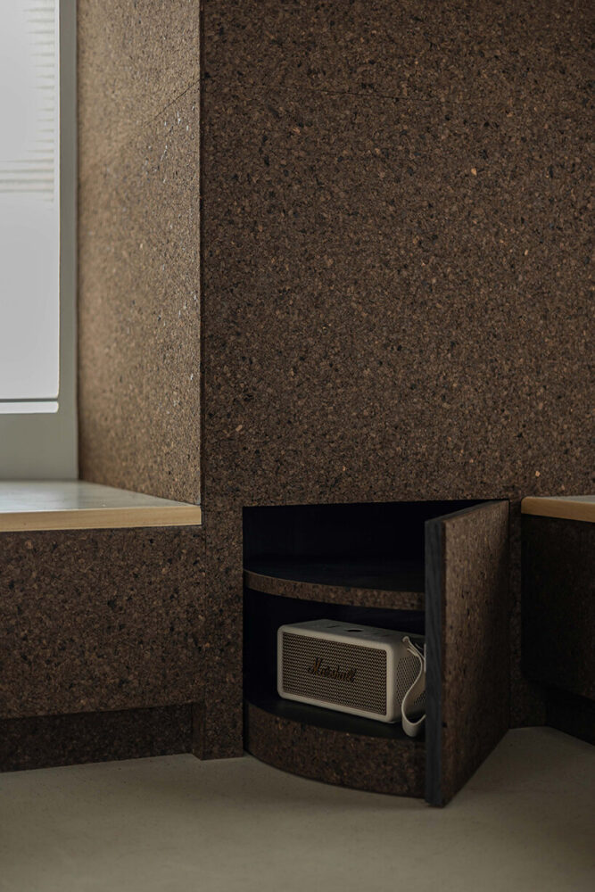 a hidden storage at the corner