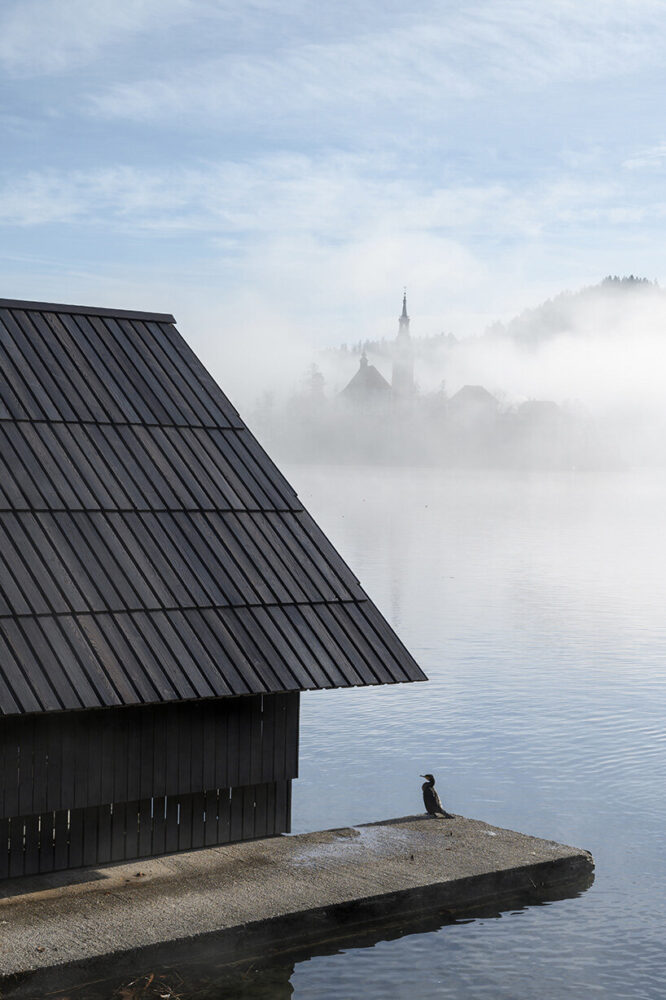 the humble exterior reflects the vernacular scale and materiality of alpine lakeside