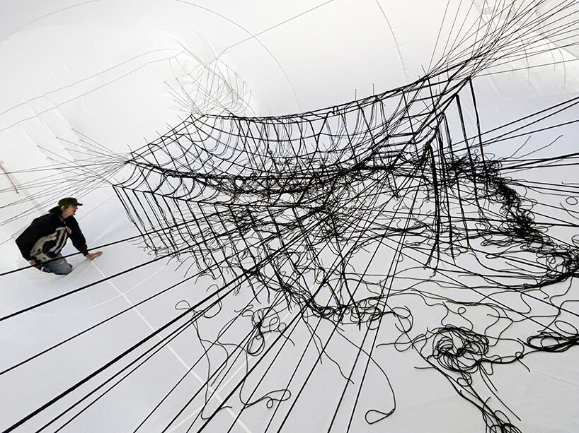 when deflated, the nets and rope grids fold into themselves and shrink to a much smaller size