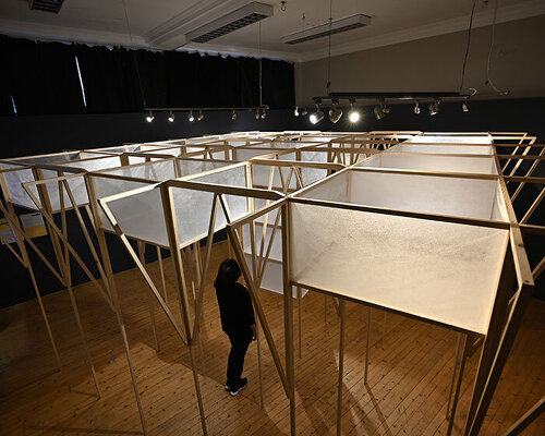ryo yamada’s site-specific timber installation visualizes future sea level at summerhall arts