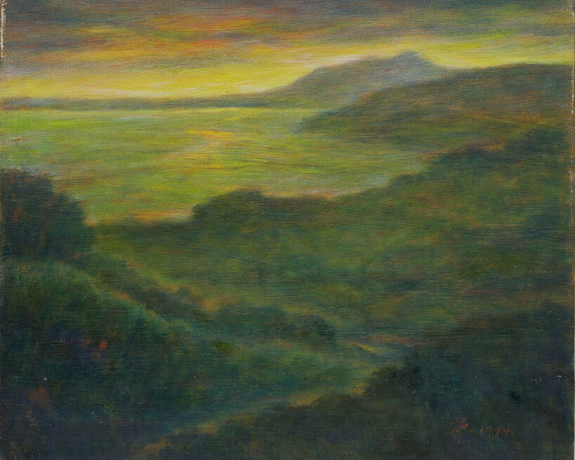 Te-Cheng Liao, Afterglow (Guanyin Mountain at Dusk), 1922, oil painting, 44.3x36.8.3 cm, courtesy of Taichung Art Museum