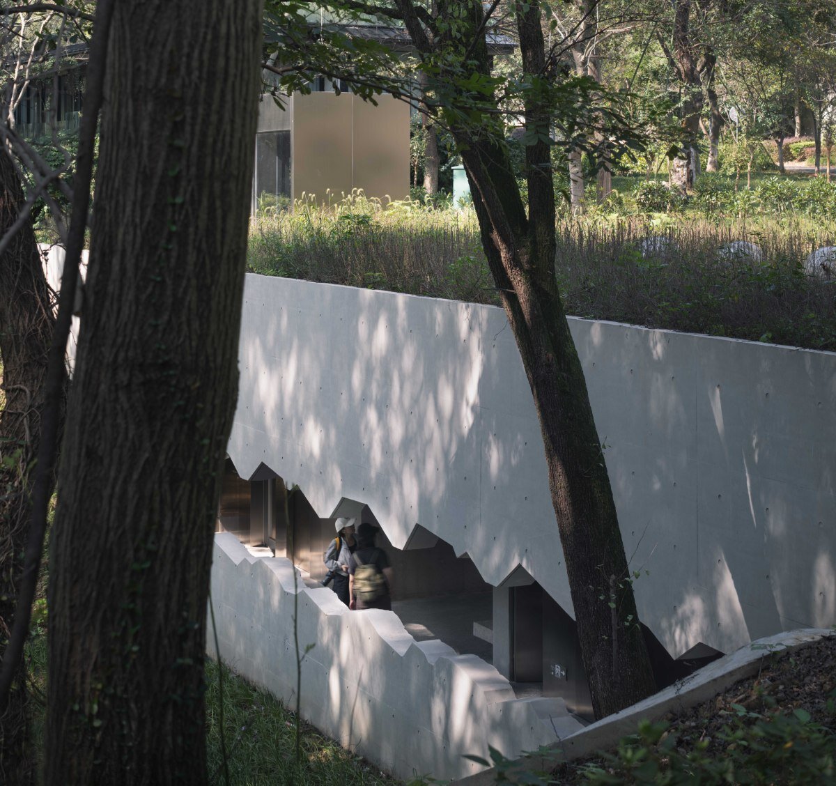 WUWU atelier's restrooms perch like concrete clouds and cavernous crevices in china forest