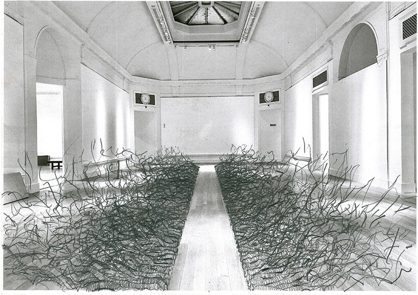 Andy Goldsworthy, Proposal drawing for Oak Passage, Royal Scottish Academy, Edinburgh, 2024, pencil on photocopied image
