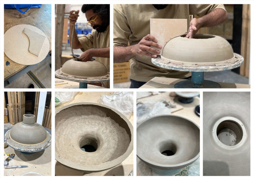 all materials used throughout the project, including clay and glaze, were either rescued or repurposed