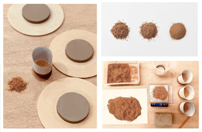 terracotta is bisque-fired, maintaining its porous integrity, and blended with cork granules