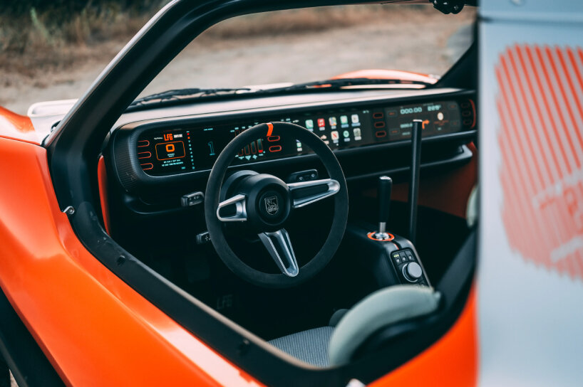 glimpse inside the cabin of the vehicle