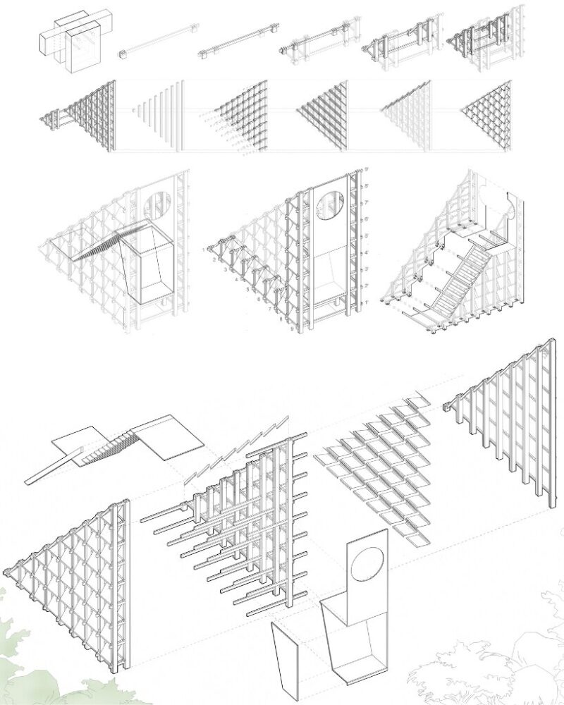 Estructura del sistema de haz de doble pilar marco modular y enlaces precisión geométrica con flexibilidad habitable