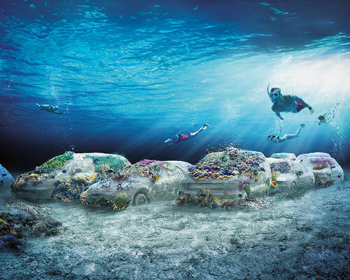 miami reefline to submerge first hybrid reef: leandro erlich’s 3D-printed concrete cars
