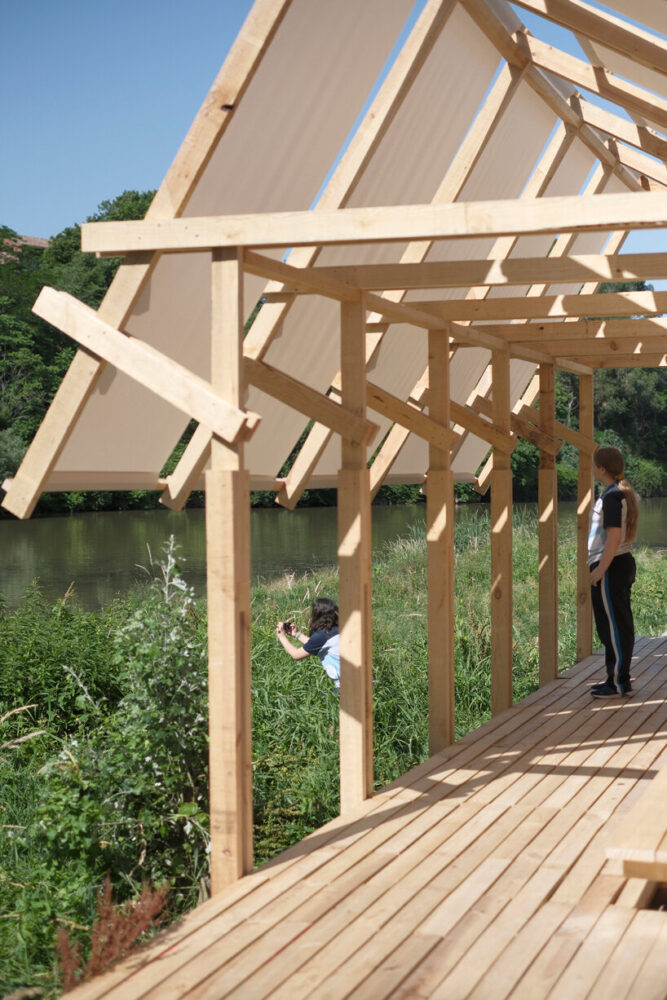 plywood panels on the northern side block glare