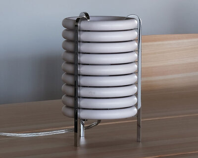 wa upcycled table lamp by akasaki & vanhuyse is crafted from retired tokyo train parts