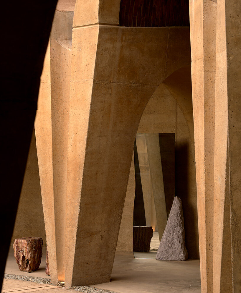 sculptural furniture completes the project