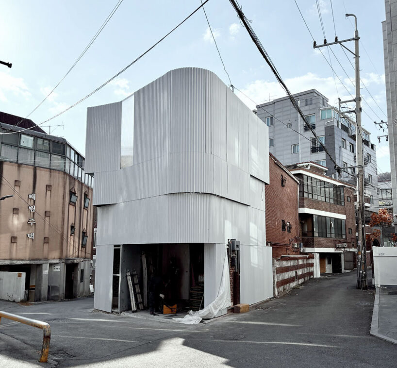 exterior corrugated steel panel installation completed