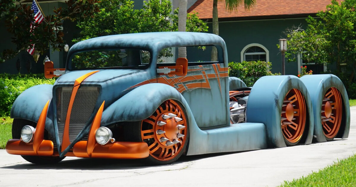drivable 'cab over evolved' six-wheeler draws style from hot wheels