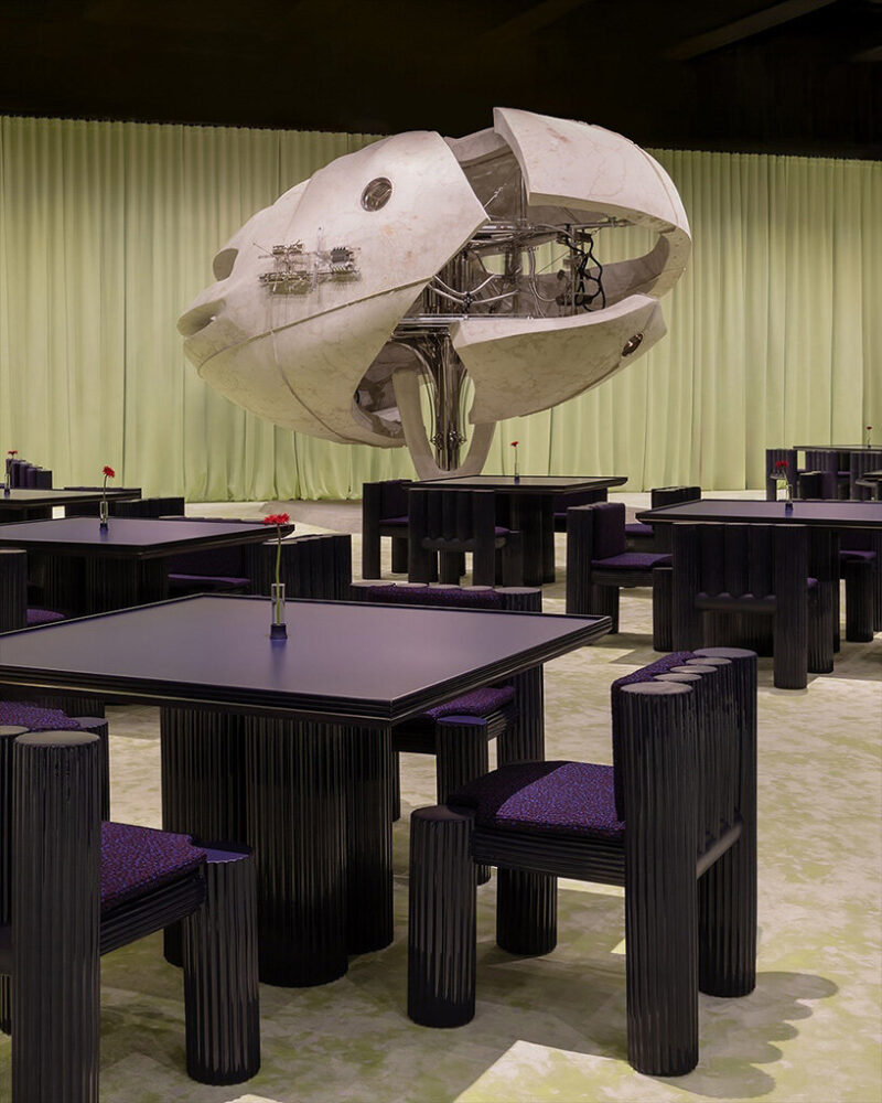 a kinetic, color-saturated lounge | image courtesy of Nudake