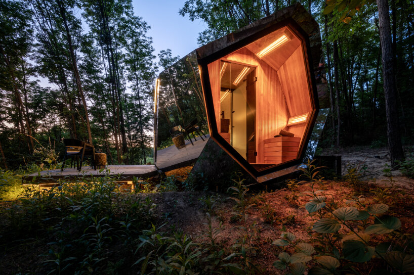 the cabin can even be moved near the cliff