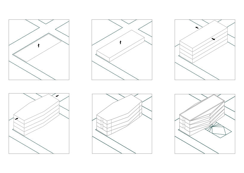 massing study that integrates Indonesian identity—drawing inspiration from the symbolic peci headpiece—into a contemporary consulate form
