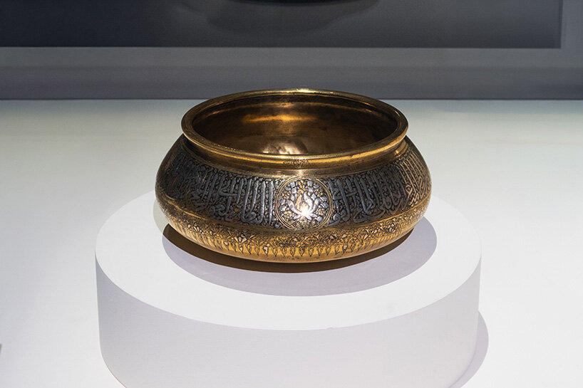 Basin inscribed with the name of Ahmad ibn al-Jundi (?), Officer of Sultan al-Malik al-Nasir Egypt or Syria Early 14th century Copper alloy, chased decoration with inlaid silver and black paste Abu Dhabi, Louvre Abu Dhabi