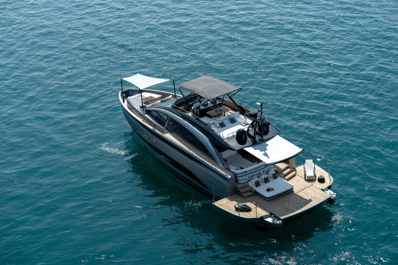 the compact sport utility yacht uses separate modules on the main deck