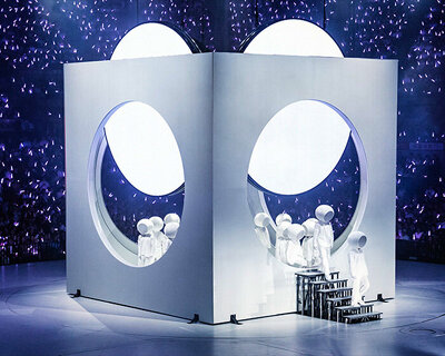RULA unfolds seven-meter cube into living stage for terence lam's concert in hong kong