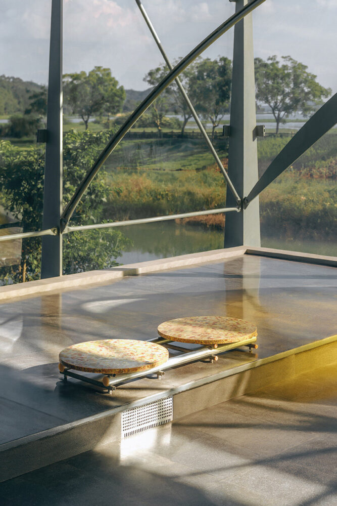 seat surfaces are made from compressed waste materials | image by Zhu Yumeng