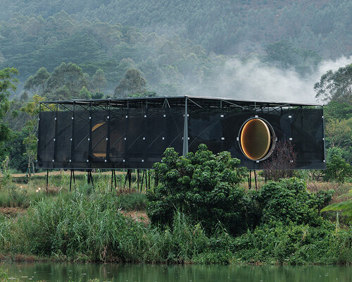 atelier guo’s moonlit pavilion rises from the remains of an abandoned greenhouse in china