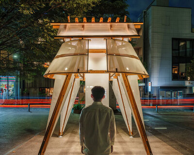 rhythmic layering of wood and fabric weaves sail-inspired installation by cheng tsung feng