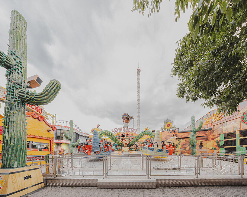 centered compositions, strict frontality, and minimal post-production emphasize the form of each ride