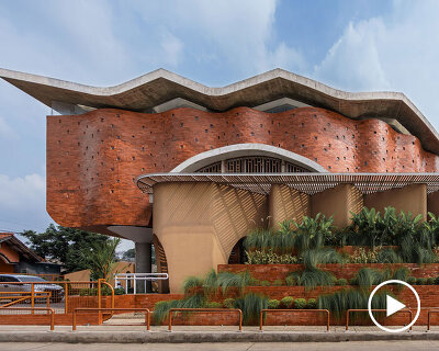 pleated brick walls craft folding facade over java mosque by ismail solehudin architecture