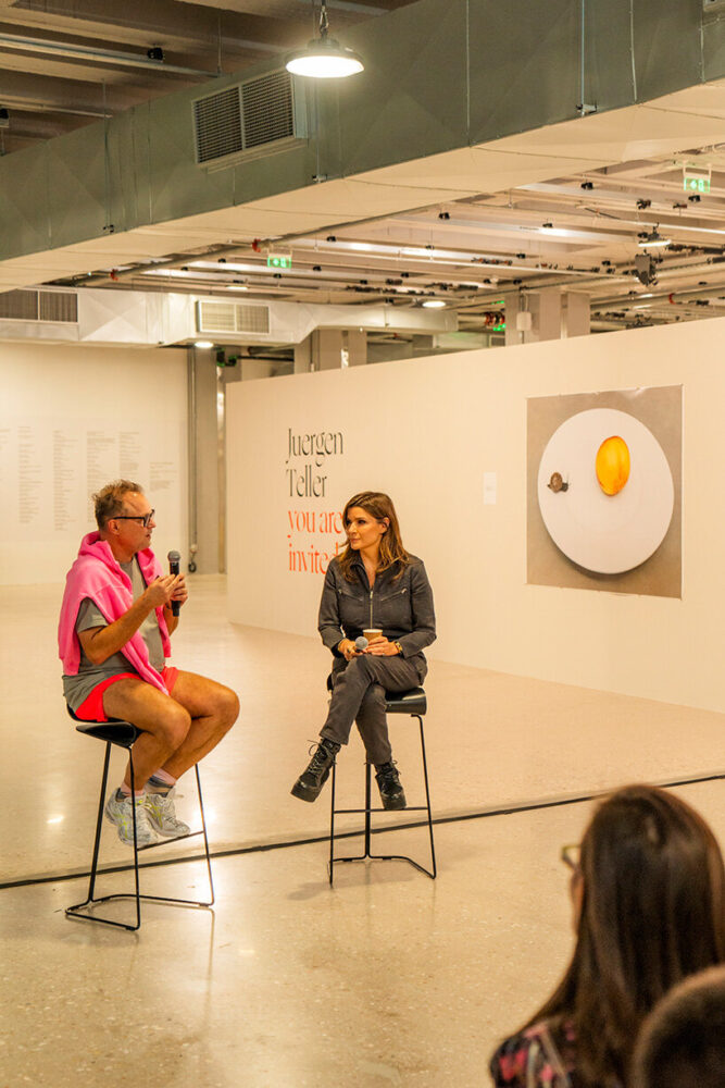 Juergen Teller in conversation with Afroditi Panagiotakou during the press preview at Onassis Ready | image ©Andreas Simopoulos