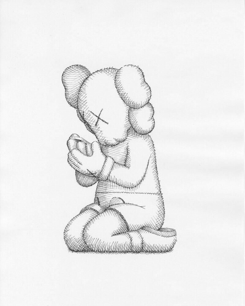 KAWS, UNTITLED (THE MESSAGE), 2025, ink on paper, 30.48 x 22.86 cm © KAWS