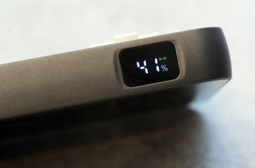 view of the device's battery percentage