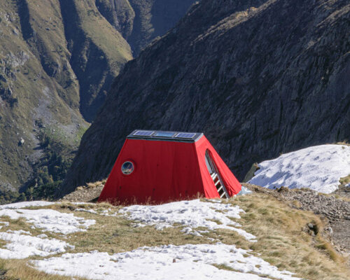 red bivouac shelter in the alps becomes high-altitude base for bergamo’s modern art gallery