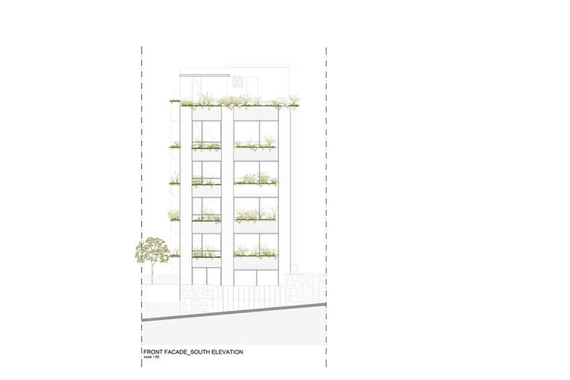 south elevation (front facade)